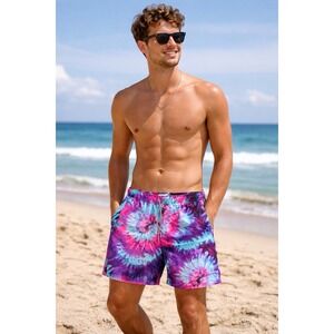 BOARDIES APPAREL MENS TIE‎ DYE DRAWSTRING LINED SWIM BOARD SHORTS SIZE Medium